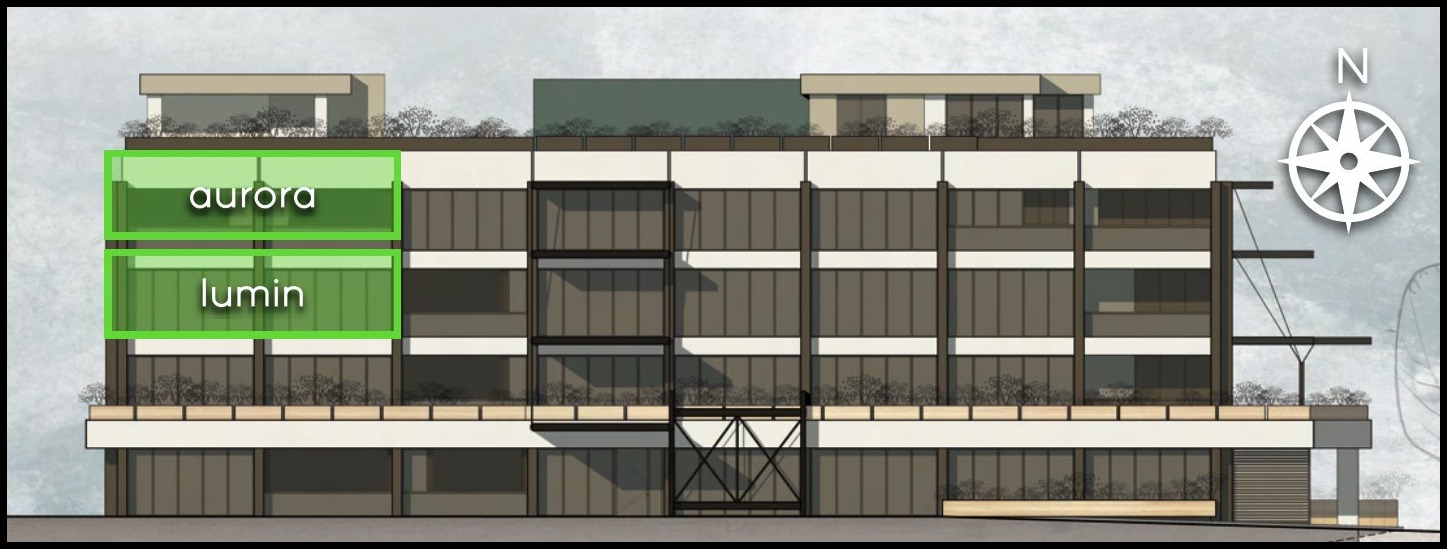 aurora highlighted on the elevation design study