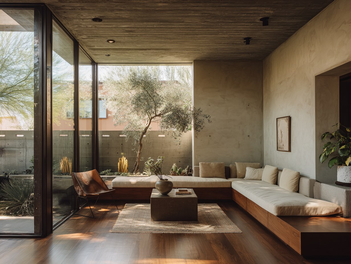 Finished Japandi home within the original twelve-foot concrete volume